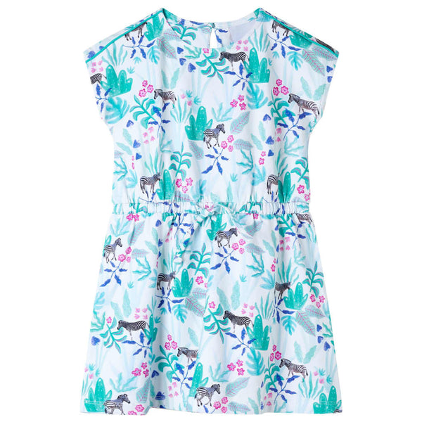 Children's Dress Ecru and Dark Mint Green 116