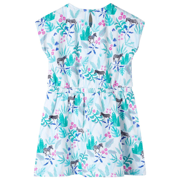 Children's Dress Ecru and Dark Mint Green 116