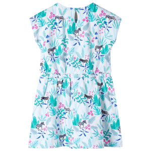 Children's Dress Ecru and Dark Mint Green 116