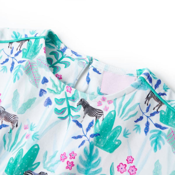 Children's Dress Ecru and Dark Mint Green 116