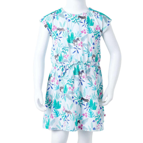 Children's Dress Ecru and Dark Mint Green 116