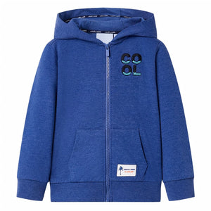 Kids' Zip-Up Hoodie Dark Blue Melange 92
