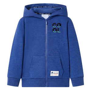 Kids' Hooded Zipper Sweatshirt Dark Blue Mélange 104
