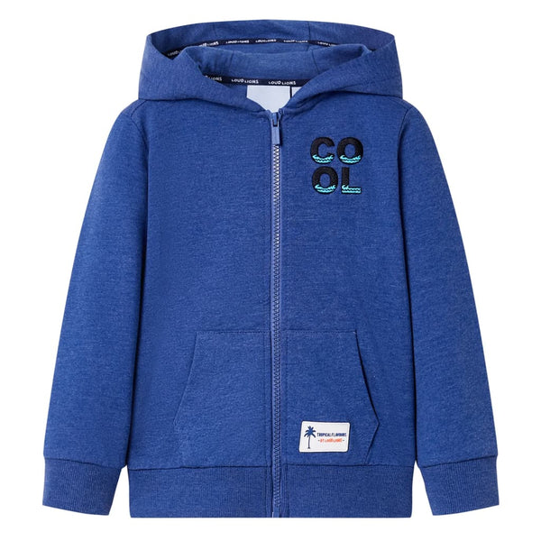 Kids' Hooded Zipper Sweatshirt Dark Blue Mélange 104