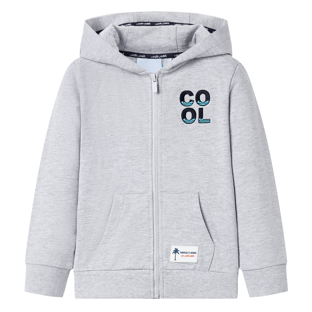 Kids' Hooded Zipper Grey 92