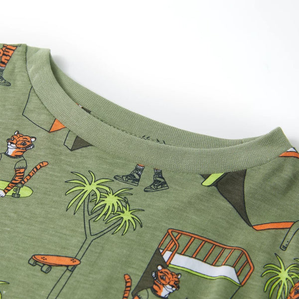 Kids' Short-Sleeve Pajamas Light Khaki 116