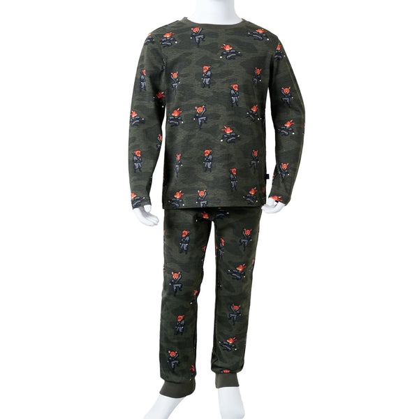 Kids' Long-Sleeved Pyjamas Khaki 92