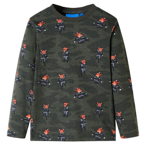 Kids' Long-Sleeved Pyjamas Khaki 104