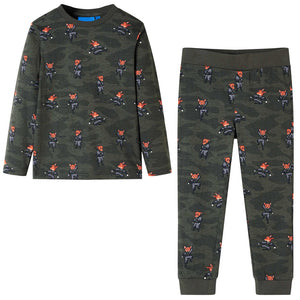 Kids' Long-Sleeved Pyjamas Khaki 116