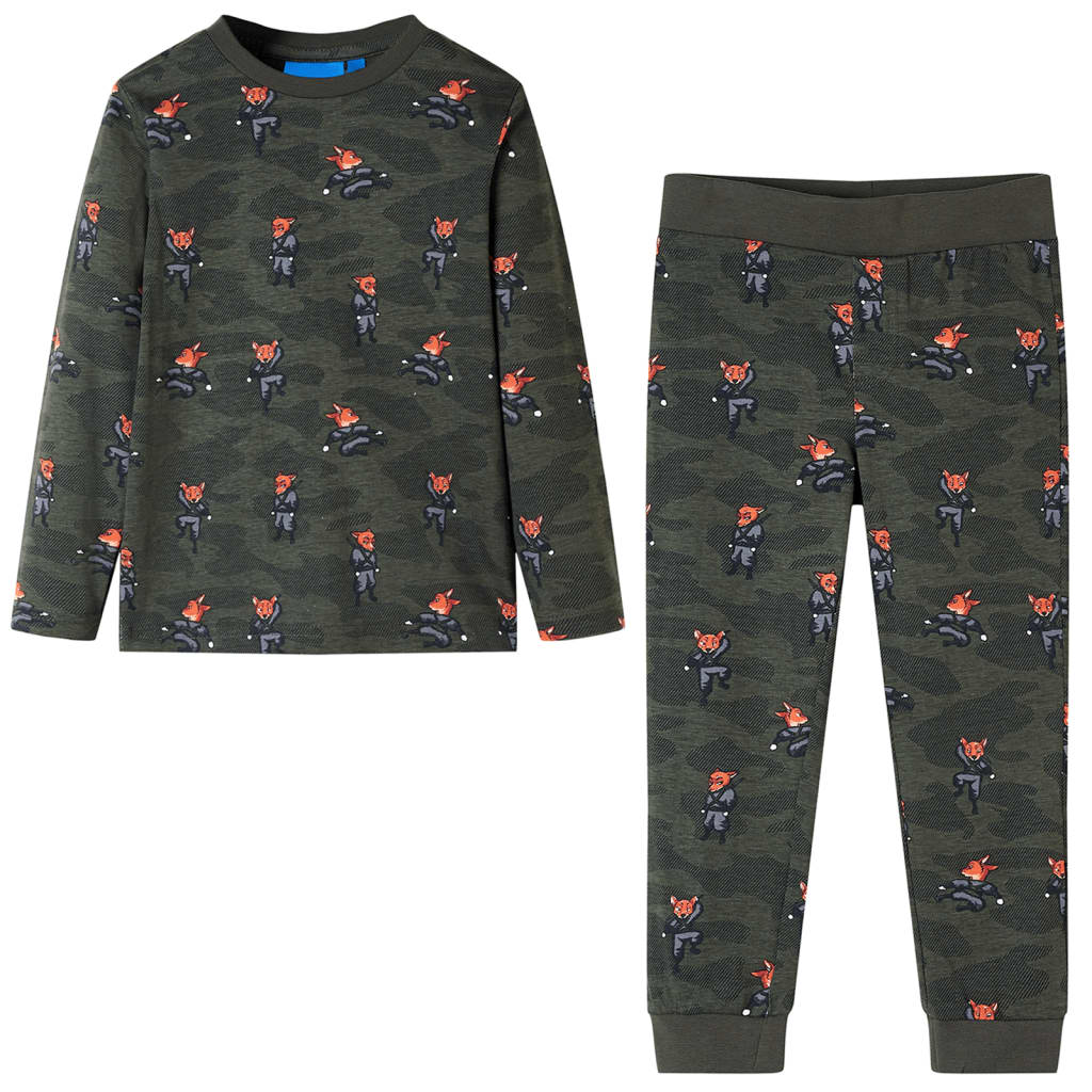 Kids' Long-Sleeved Pyjamas Khaki 116
