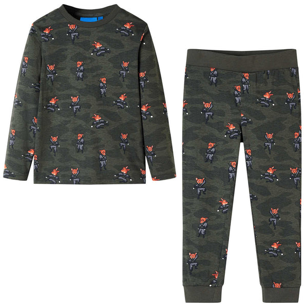 Kids' Long-Sleeved Pyjamas Khaki 116