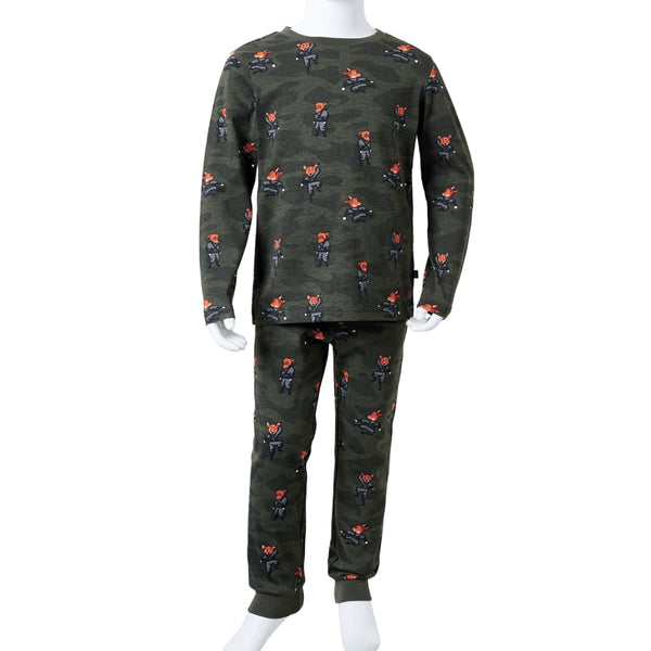 Kids' Long-Sleeved Pyjamas Khaki 116