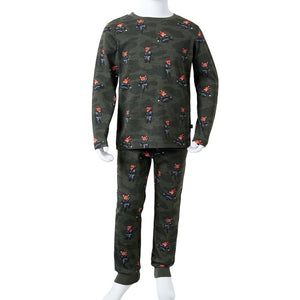 Kids' Long-Sleeved Pyjamas Khaki 116