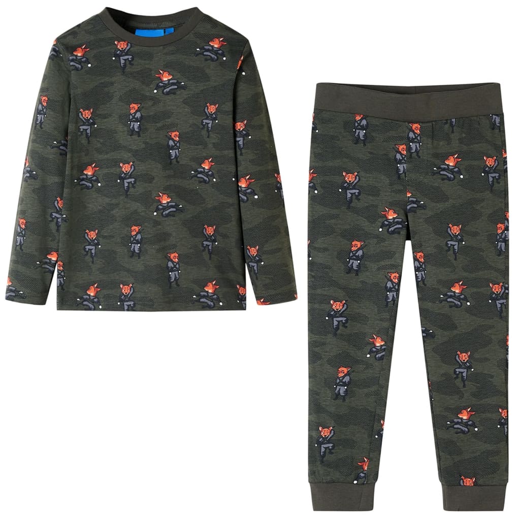 Kids' Long-Sleeved Pajamas Khaki 128