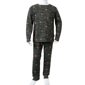 Kids' Long-Sleeved Pajamas Khaki 128