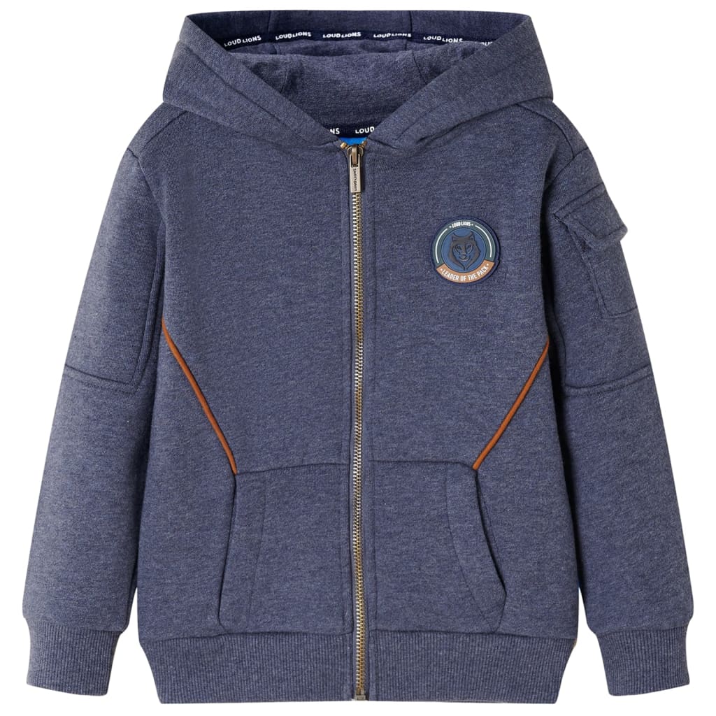 Kids' Zip-Up Hoodie Dark Blue Melange 92