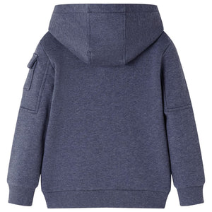 Kids' Hooded Zipper Sweatshirt Dark Blue Mélange 104