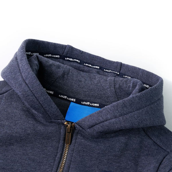 Kids' Hooded Zipper Sweatshirt Dark Blue Mélange 104
