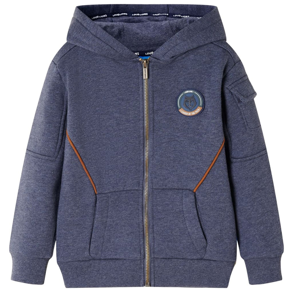 Kids' Zipped Hoodie Dark Blue Melange 128