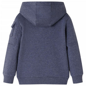 Kids' Zipped Hoodie Dark Blue Melange 128