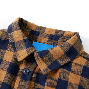 Kids' Checked Shirt Cognac and Blue 92