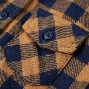 Kids' Checked Shirt Cognac and Blue 92