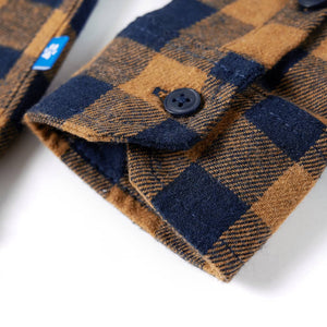 Kids' Checked Shirt Cognac and Blue 92