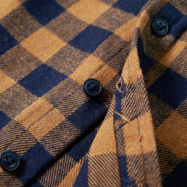 Kids' Checked Shirt Cognac and Blue 92