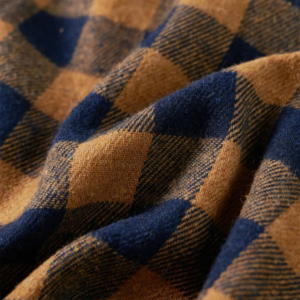 Kids' Checked Shirt Cognac and Blue 92