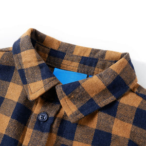 Children's Gingham Shirt Cognac and Blue 116