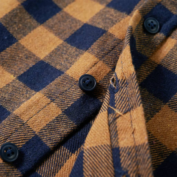 Children's Gingham Shirt Cognac and Blue 116