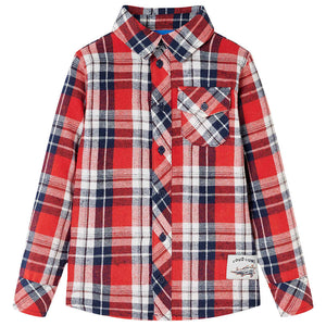 Kids' Check Shirt Red and Navy Blue 116