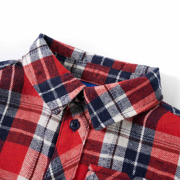 Kids' Check Shirt Red and Navy Blue 116