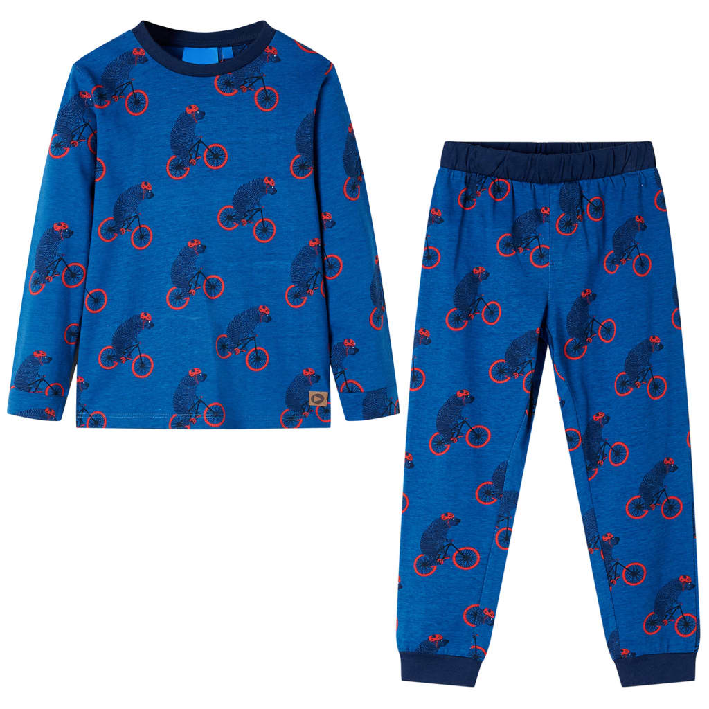Kids' Long-Sleeved Pajamas Petrol Blue 104