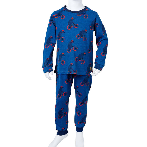 Kids' Long-Sleeved Pajamas Petrol Blue 104