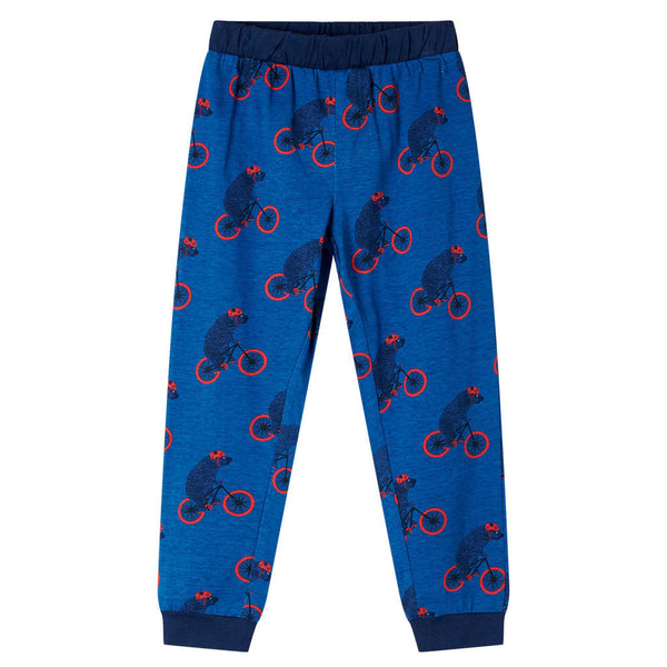 Kids' Long-Sleeved Pajamas Petrol Blue 104