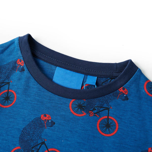 Kids' Long-Sleeved Pyjamas Petrol Blue 128