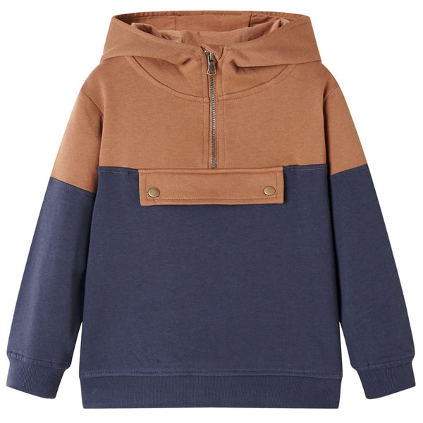 Children's Half-Zip Hoodie Anthracite Cognac 104