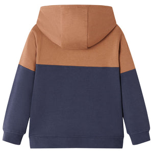 Kids' Half-Zip Hooded Sweatshirt Charcoal Cognac 128