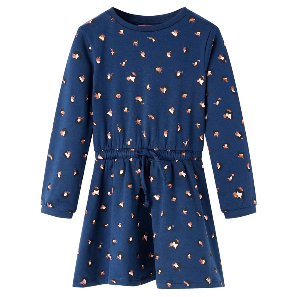 Children's Dress with Long Sleeves Navy Blue 128