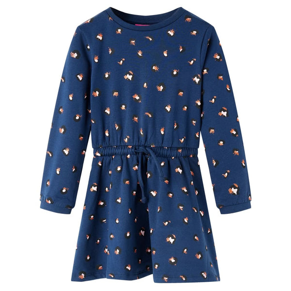 Children's Dress with Long Sleeves Navy Blue 128