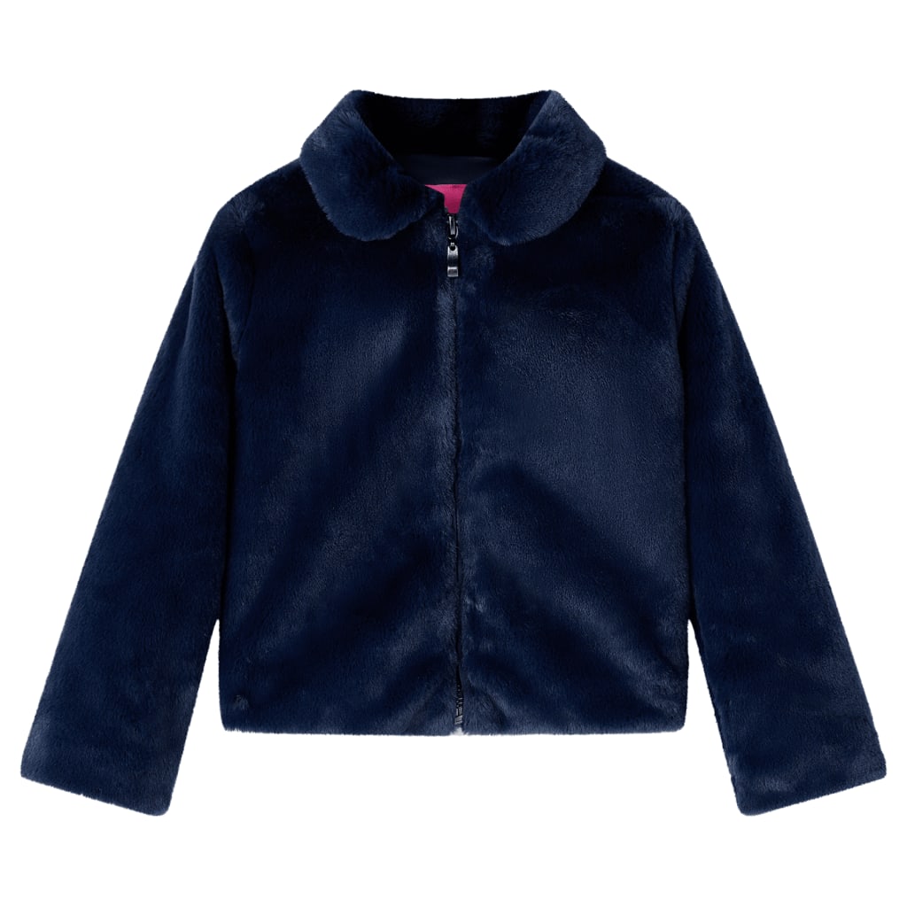 Children's Coat Faux Fur Navy Blue 128