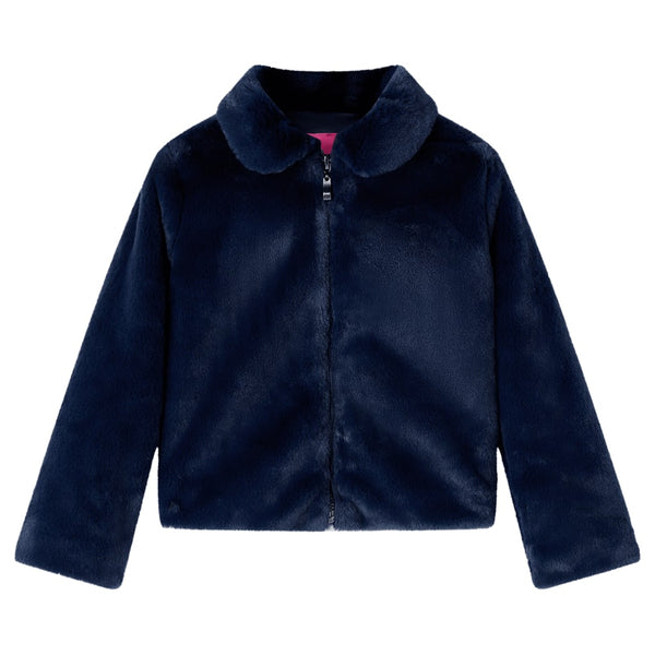 Children's Coat Faux Fur Navy Blue 128
