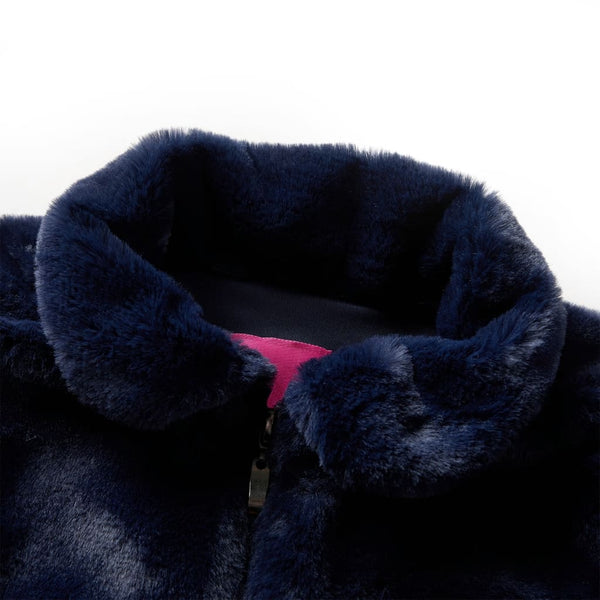 Children's Coat Faux Fur Navy Blue 128