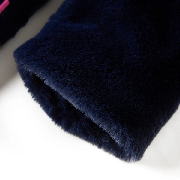 Children's Coat Faux Fur Navy Blue 128