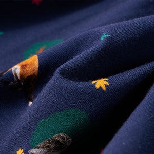 Kids' Dress with Long Sleeves and Drawstring Navy Blue 104