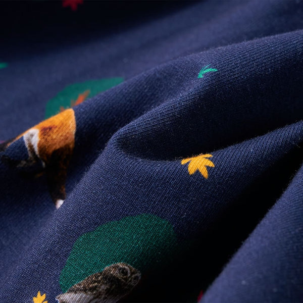 Children's Dress with Long Sleeves and Drawstring Navy Blue 116