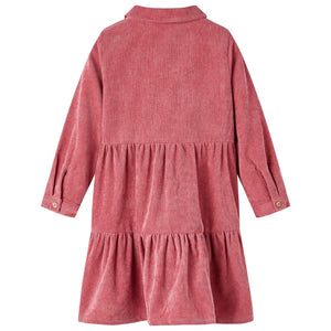 Girls' Dress with Long Sleeves Corduroy Old Pink 116