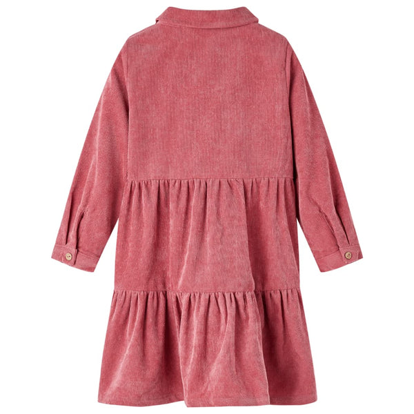 Girls' Dress with Long Sleeves Corduroy Old Pink 116