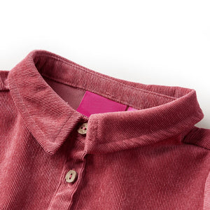 Girls' Dress with Long Sleeves Corduroy Old Pink 116